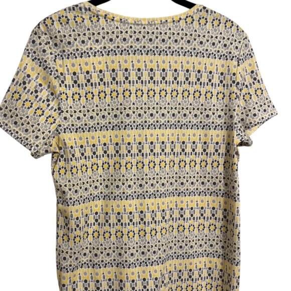 ❤️NWT SPRING/SUMMER GRAY & YELLOW PRINT CLASSIC TEE SMALL - Picture 2 of 8